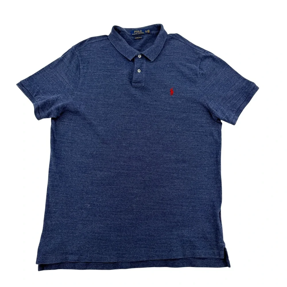 Polo Ralph Lauren Mens XL Custom Slim Fit Heathered Blue Polo Shirt Red Pony